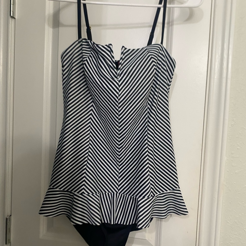 SPANX Black Tankini Top with Subtle Trim